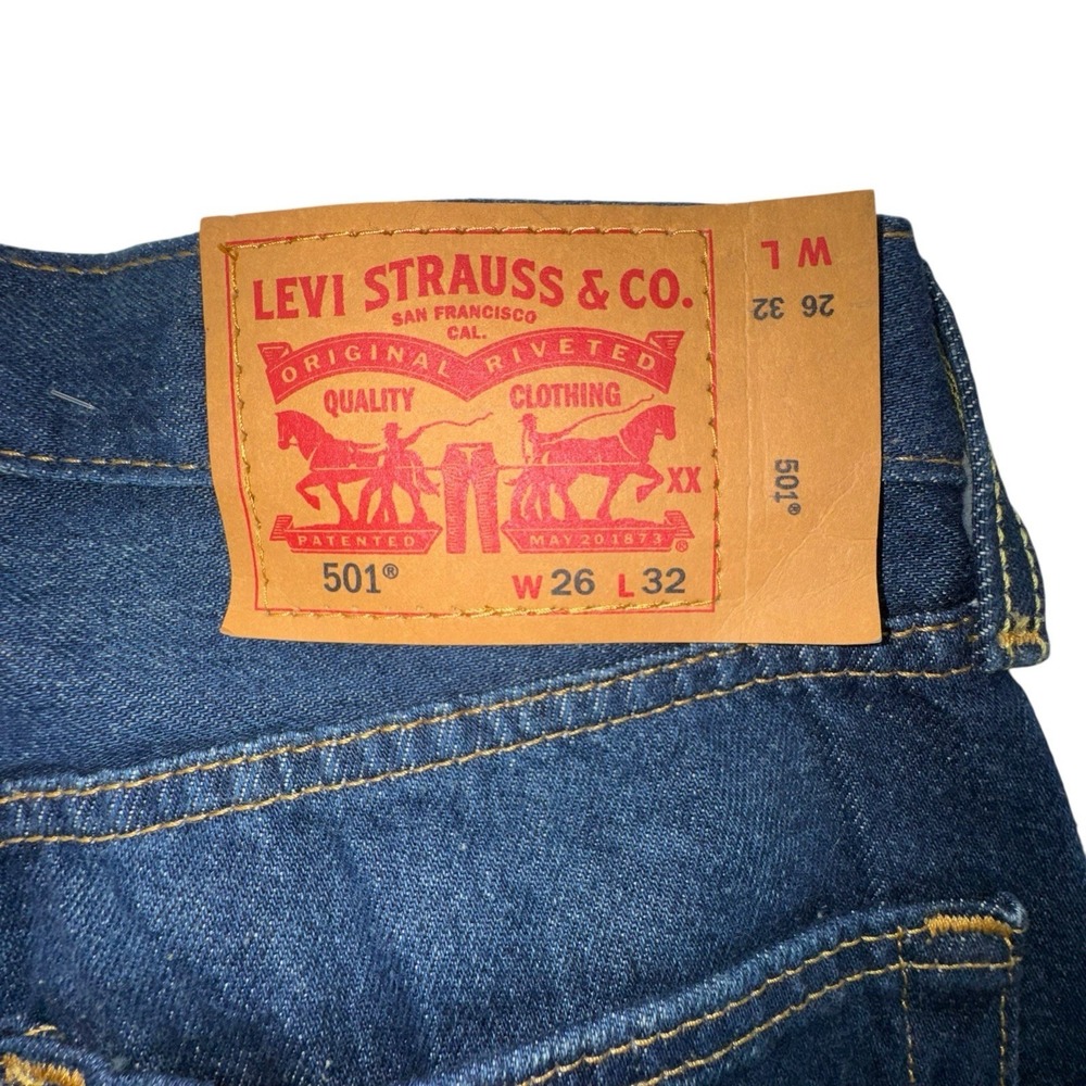 Levis 501 Original Straight Leg Dark Wash Men 26x32 NWOT - Picture 7 of 9